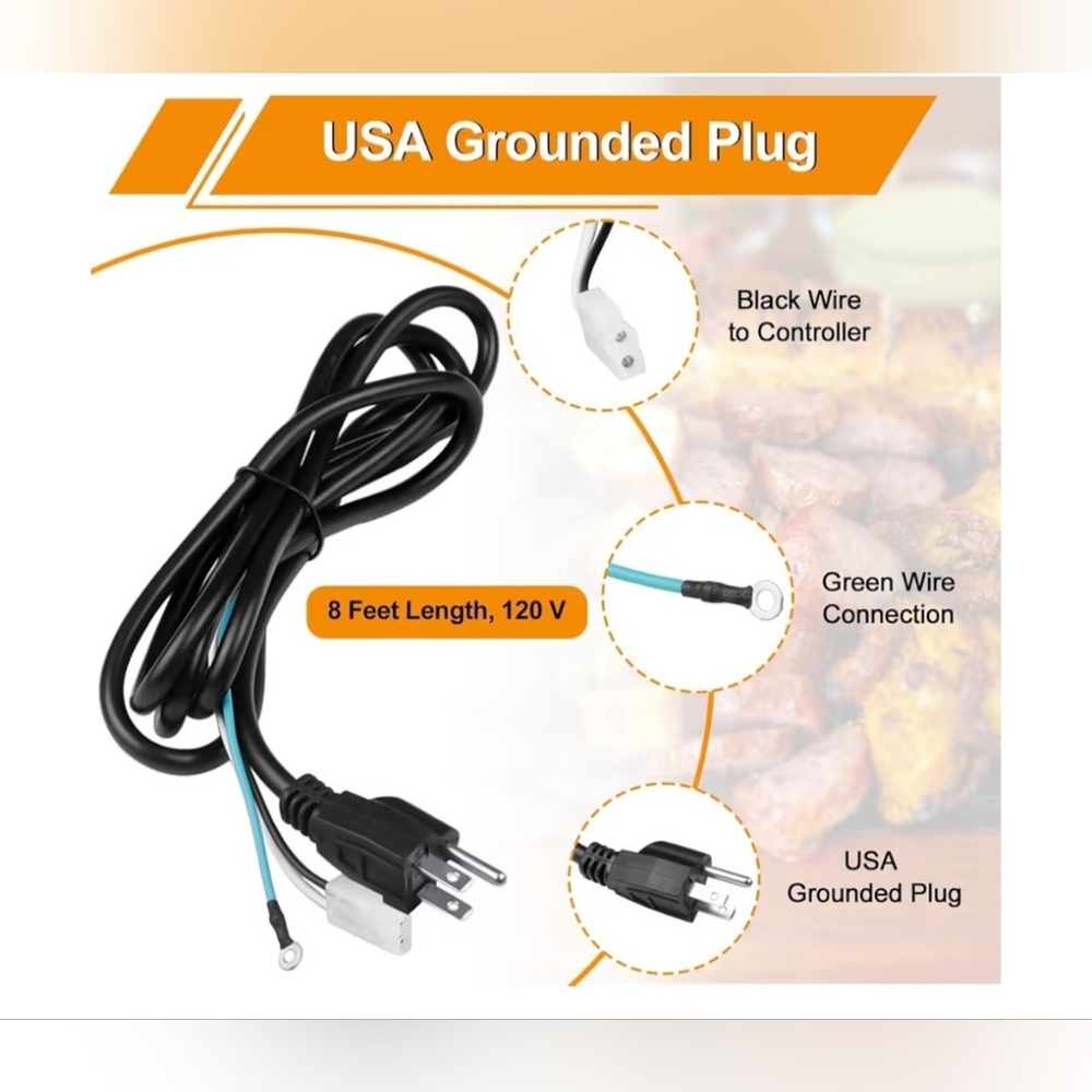 8 Feet Power Cord Replacement Parts Compatible with Pit Boss, Traeger Wood Pelle